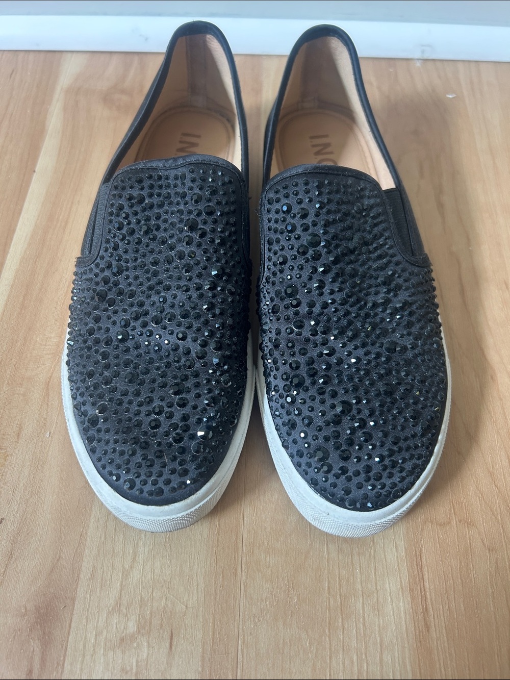 INC Black Rhinestone Slip-on Sneakers Women Size 8